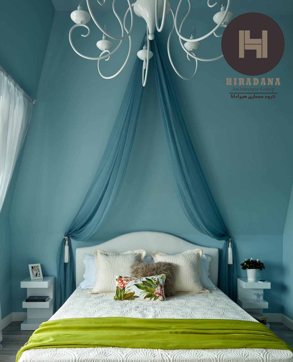 دکوراسیون داخلی اتاق خواب آرامش بخش با پالت رنگی آبی