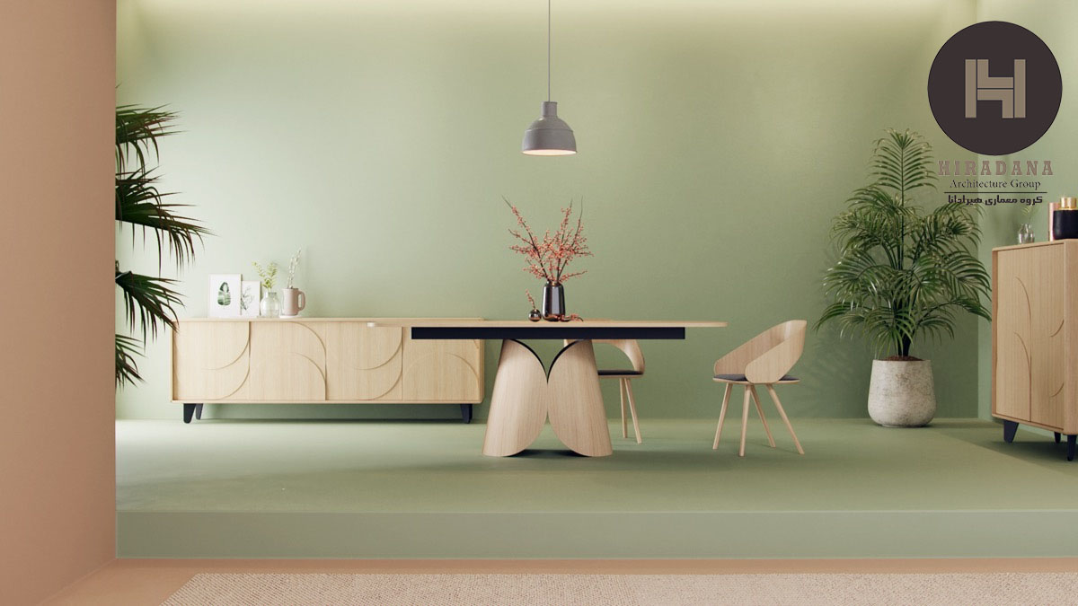 ایده های طراحی فضای غذاخوری با پالت رنگی سبز